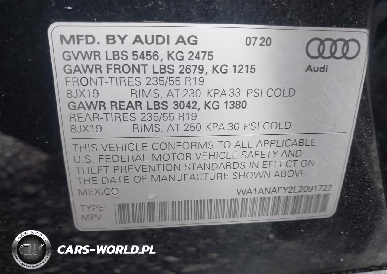 2020 Audi Q5 Premium 45 Tfsi Quattro S Tronic-Titanium Premium 45 Tfsi Quattro S Tronic VIN:WA1ANAFY2L2091722 - 9