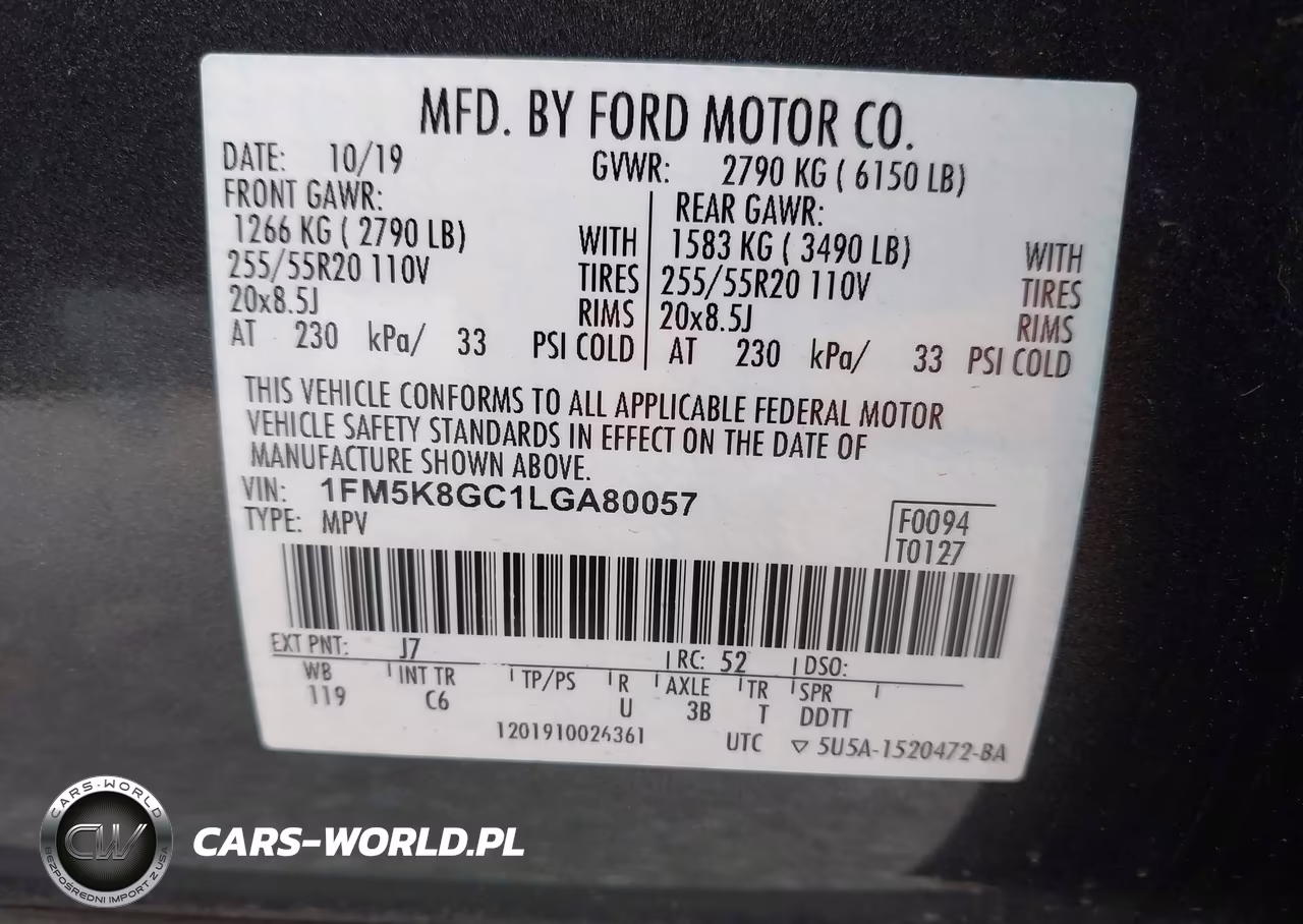 2020 Ford Explorer St VIN:1FM5K8GC1LGA80057 - 9