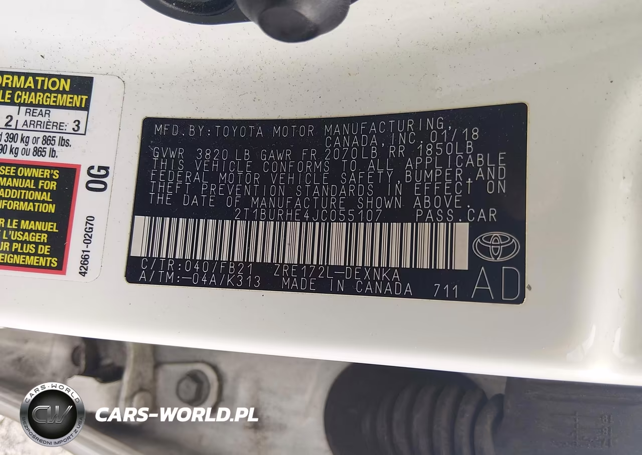 2018 Toyota Corolla Le VIN:2T1BURHE4JC055107 - 9