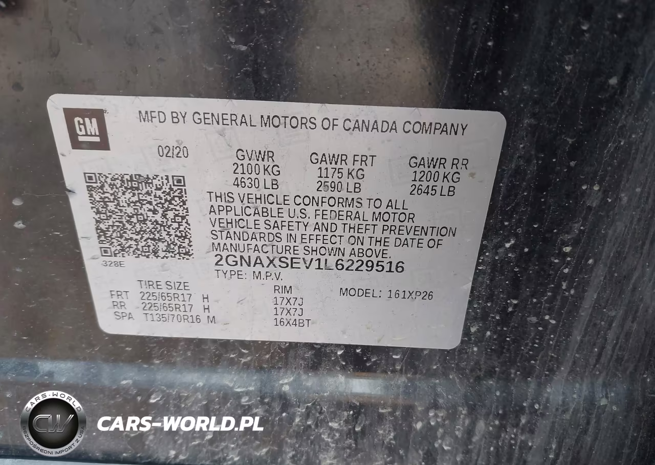 2020 Chevrolet Equinox Awd Ls VIN:2GNAXSEV1L6229516 - 9