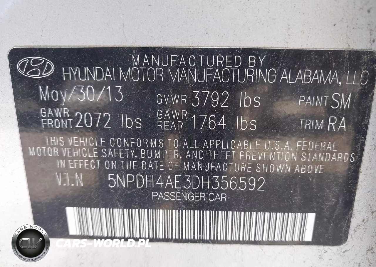 2013 Hyundai Elantra Gls VIN:5NPDH4AE3DH356592 - 9