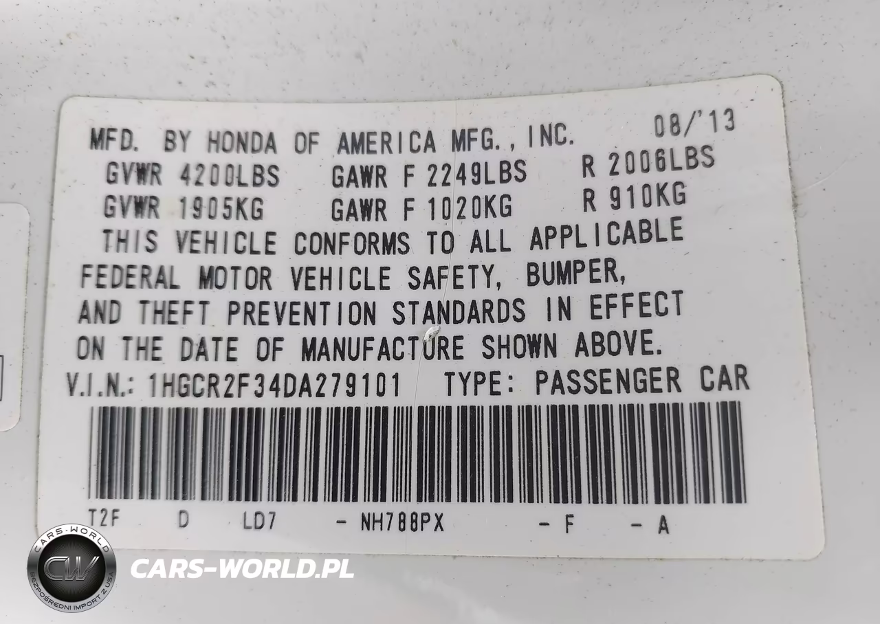 2013 Honda Accord Lx VIN:1HGCR2F34DA279101 - 9