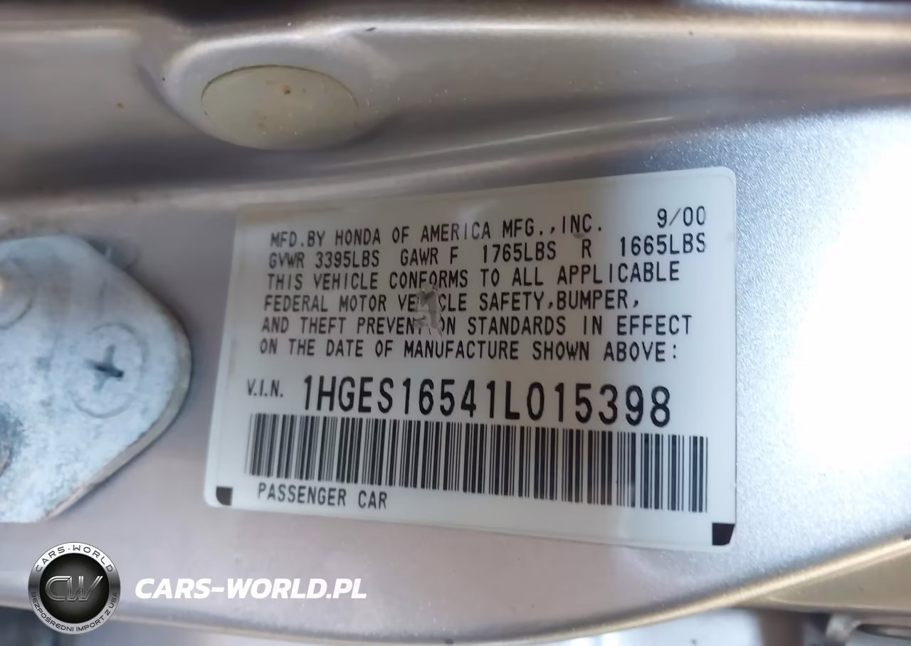 2001 Honda Civic Lx VIN:1HGES16541L015398 - 9