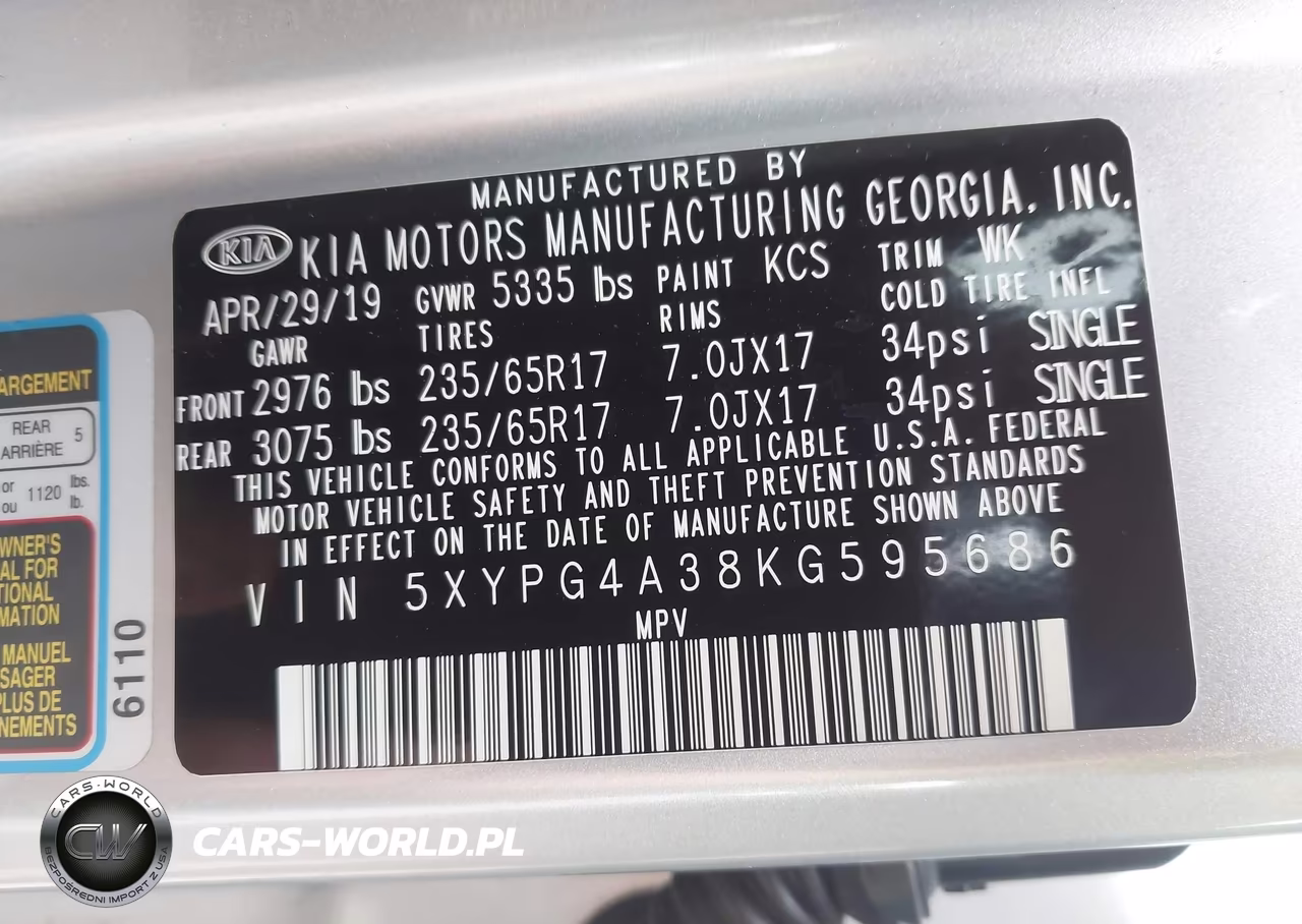 2019 Kia Sorento 2.4L Lx VIN:5XYPG4A38KG595686 - 9