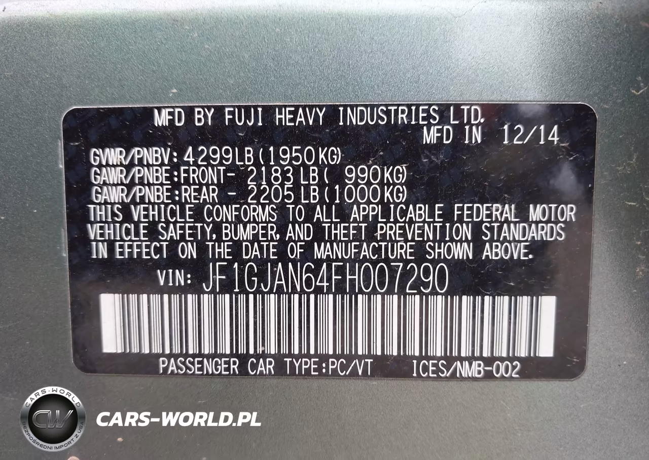 2015 Subaru Impreza 2.0I Limited VIN:JF1GJAN64FH007290 - 9