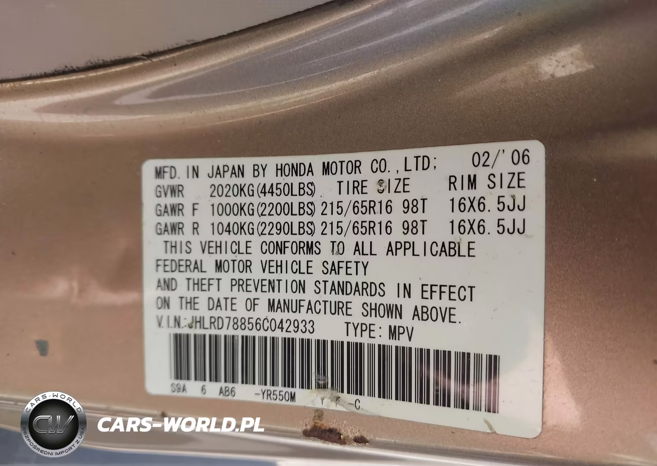 2006 Honda Cr-V Ex VIN:JHLRD78856C042933 - 9