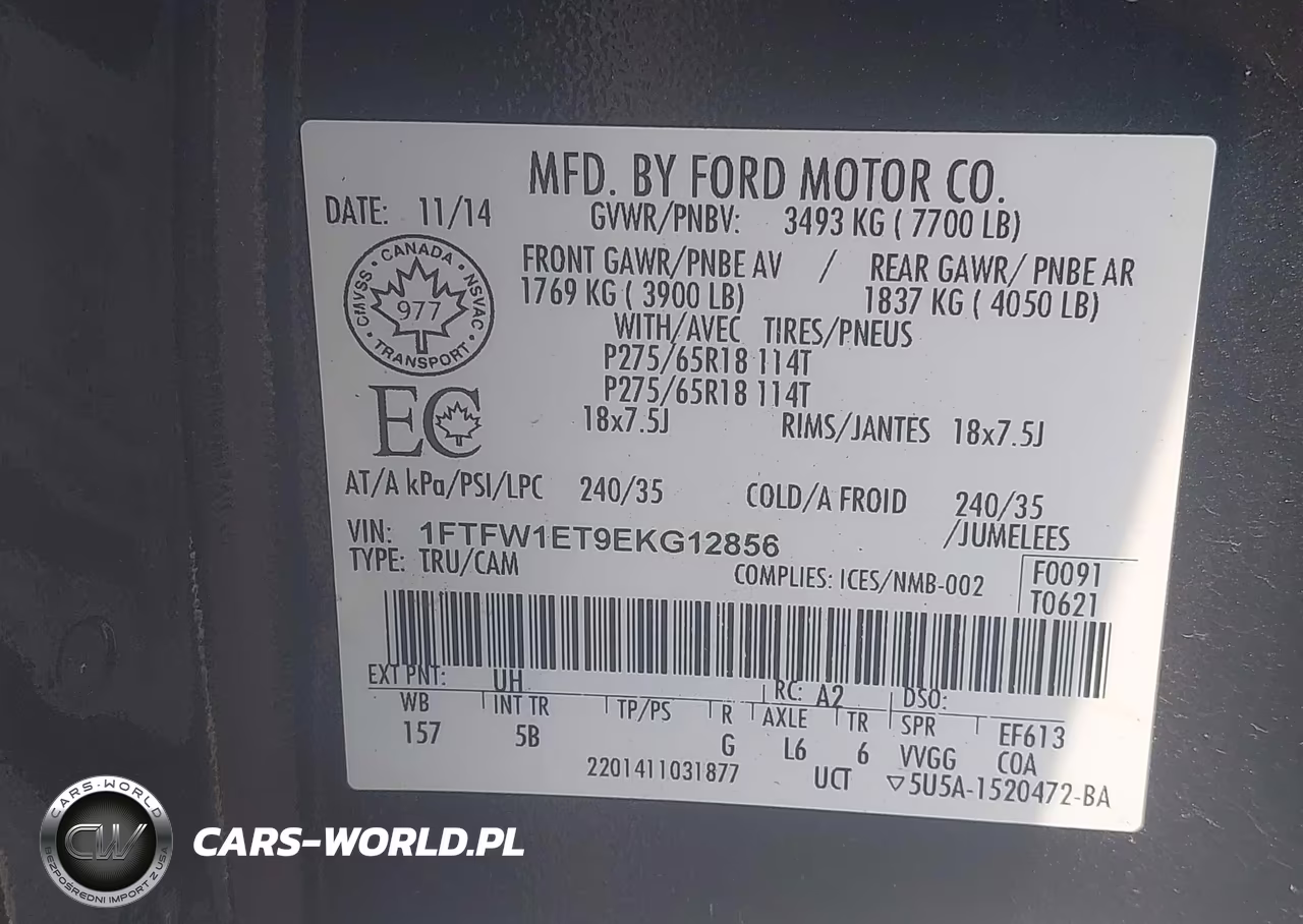 2014 Ford F-150 Fx4 VIN:1FTFW1ET9EKG12856 - 9