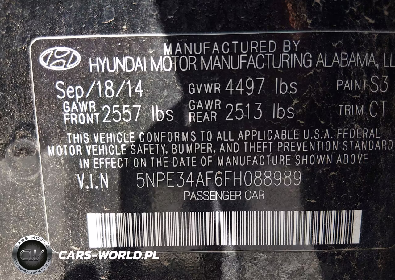 2015 Hyundai Sonata Limited VIN:5NPE34AF6FH088989 - 9