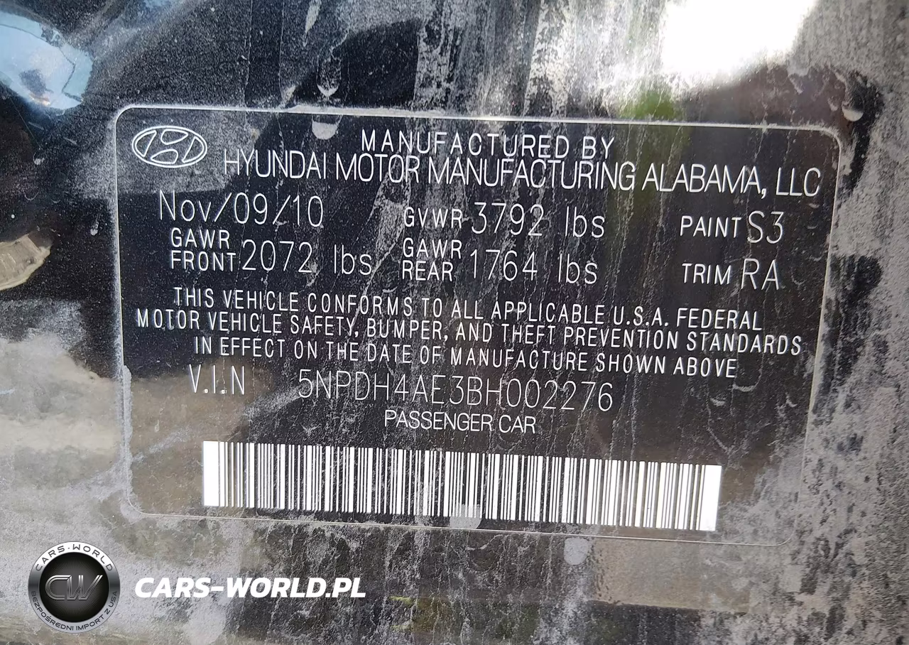 2011 Hyundai Elantra Gls VIN:5NPDH4AE3BH002276 - 9