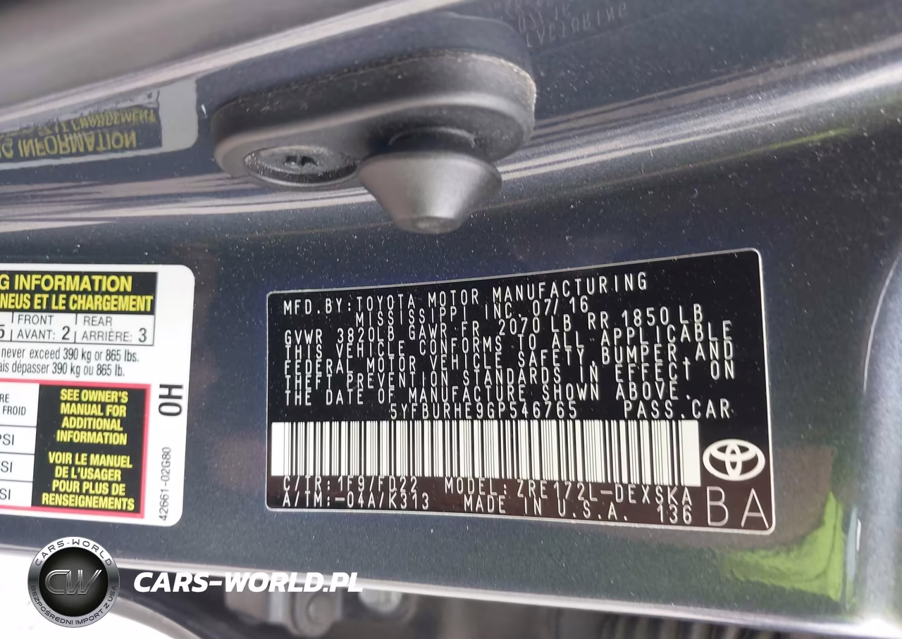 2016 Toyota Corolla S Plus VIN:5YFBURHE9GP546765 - 9