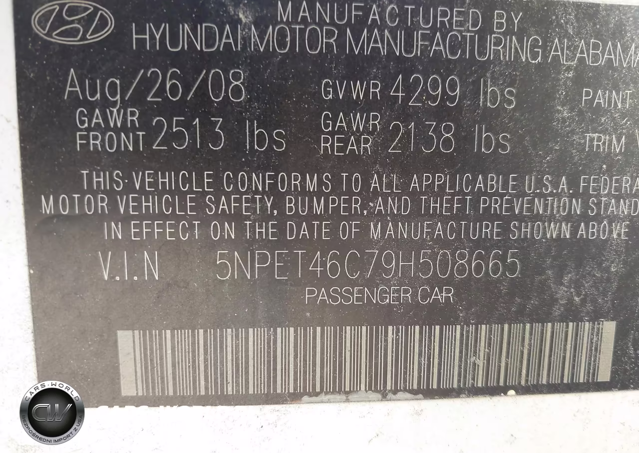2009 Hyundai Sonata Gls VIN:5NPET46C79H508665 - 9