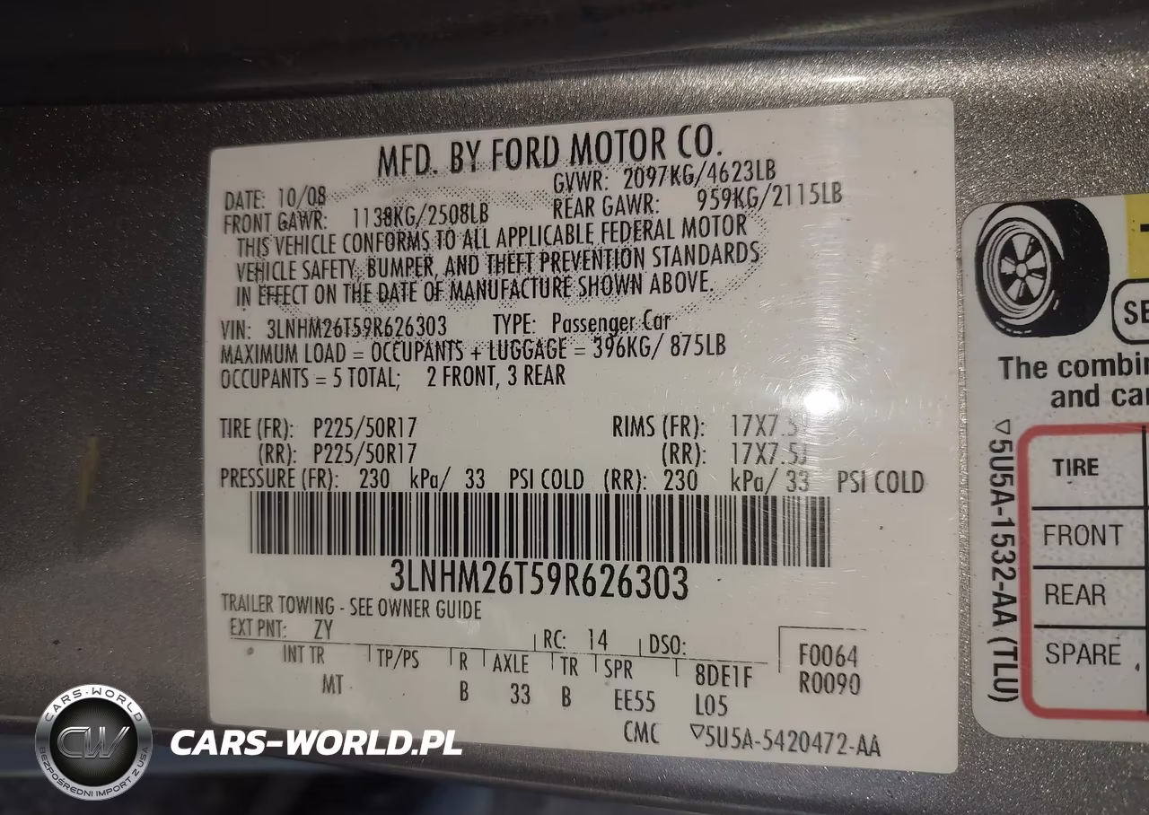 2009 Lincoln Mkz VIN:3LNHM26T59R626303 - 9