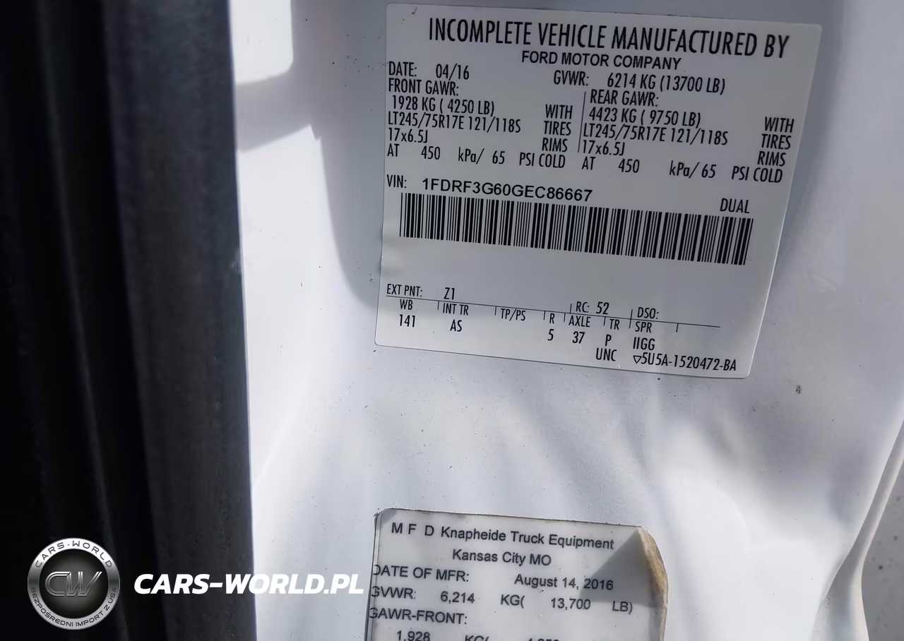 2016 Ford F-350 Chassis Xl VIN:1FDRF3G60GEC86667 - 9