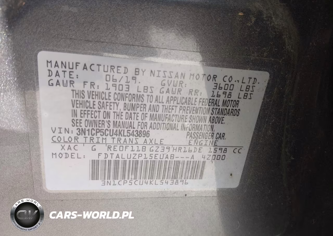 2019 Nissan Kicks Sr VIN:3N1CP5CU4KL543896 - 9