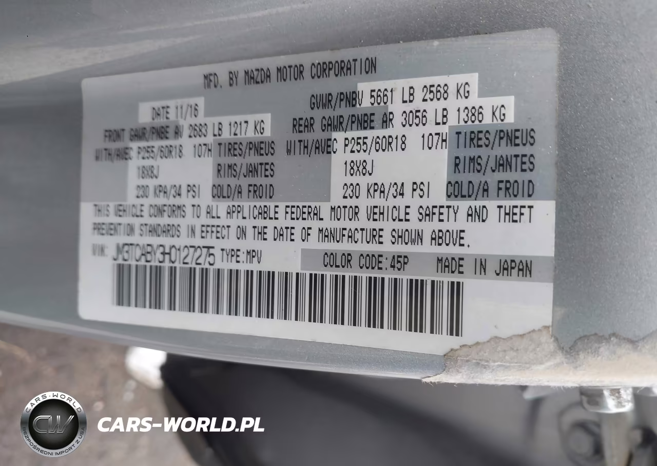 2017 Mazda Cx-9 Sport VIN:JM3TCABY3H0127275 - 9