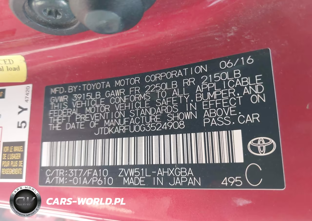 2016 Toyota Prius Three VIN:JTDKARFU0G3524908 - 9