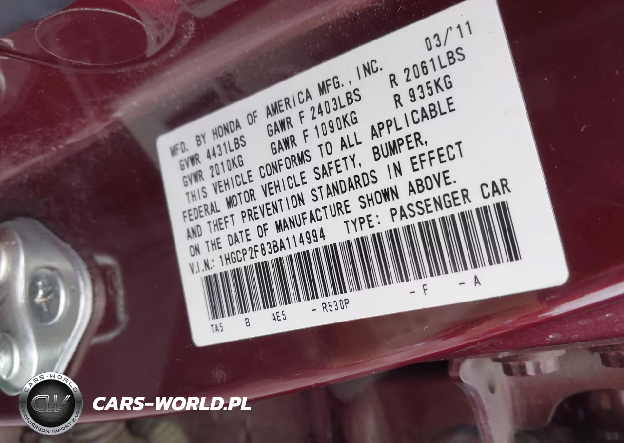2011 Honda Accord 2.4 Ex-L VIN:1HGCP2F83BA114994 - 9