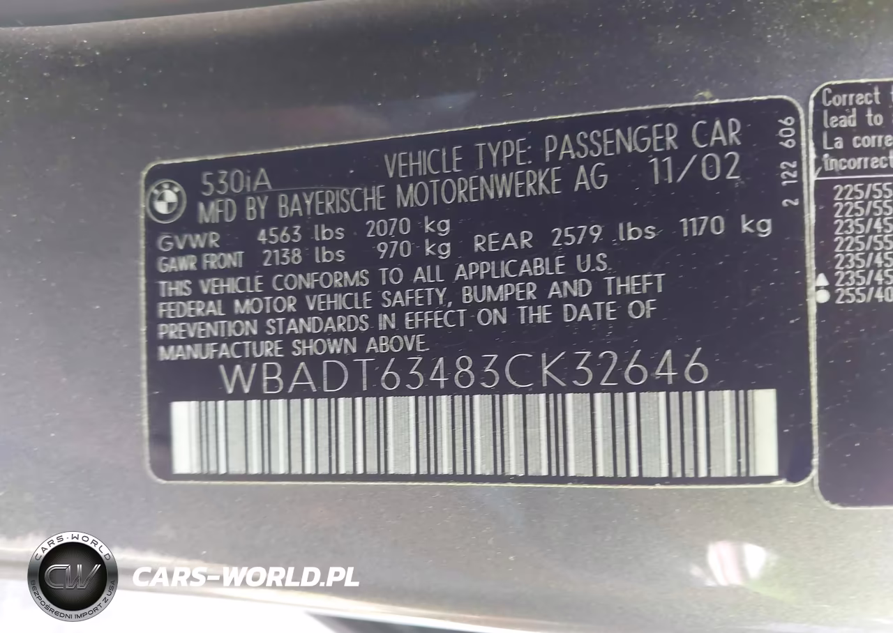 2003 BMW 530Ia VIN:WBADT63483CK32646 - 9