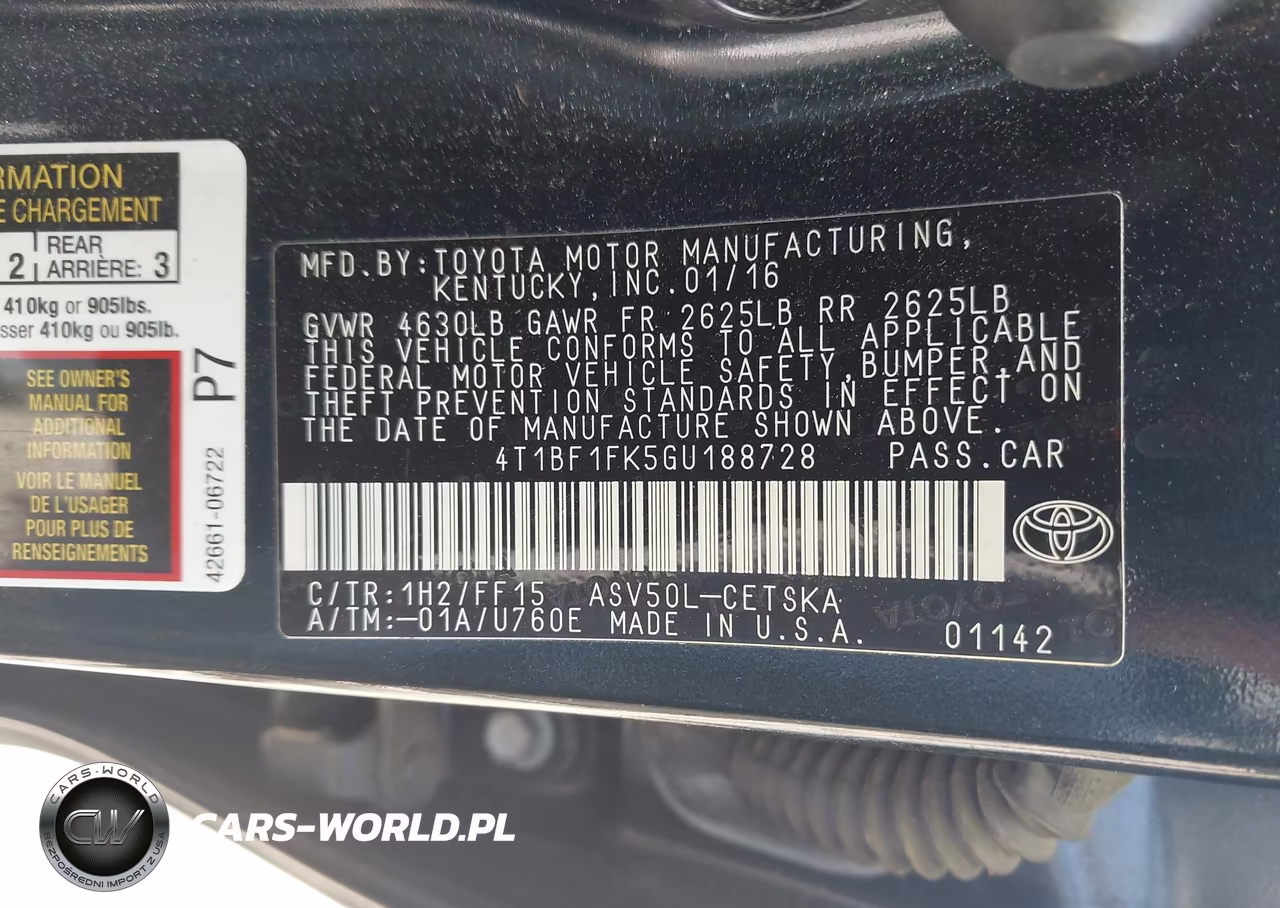 2016 Toyota Camry Se VIN:4T1BF1FK5GU188728 - 9