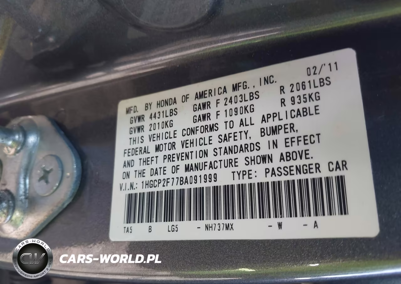2011 Honda Accord 2.4 Ex VIN:1HGCP2F77BA091999 - 9