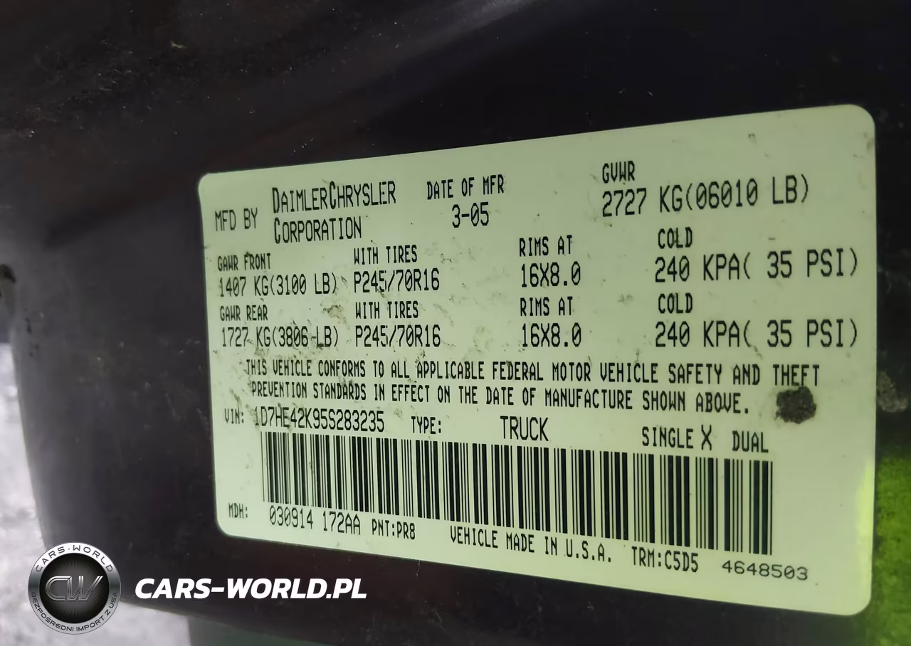 2005 Dodge Dakota Slt VIN:1D7HE42K95S283235 - 9