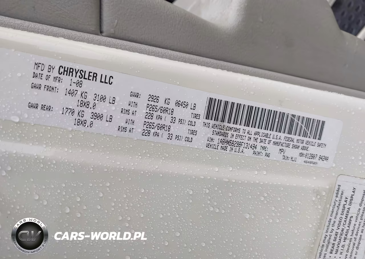 2008 Chrysler Aspen Limited VIN:1A8HX58298F131494 - 9