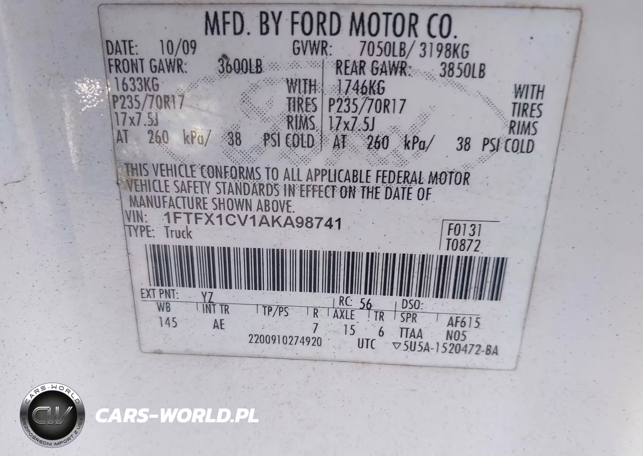 2010 Ford F-150 Fx2 Sport-Lariat-Xl-Xlt VIN:1FTFX1CV1AKA98741 - 9