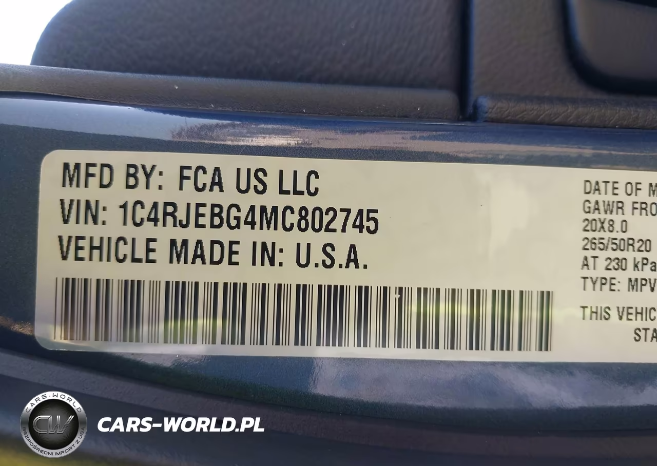 2021 Jeep Grand Cherokee 80Th Anniversary 4X2 VIN:1C4RJEBG4MC802745 - 9