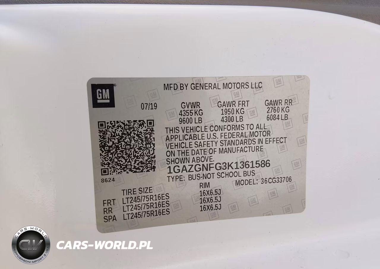 2019 Chevrolet Express 3500 Ls VIN:1GAZGNFG3K1361586 - 9