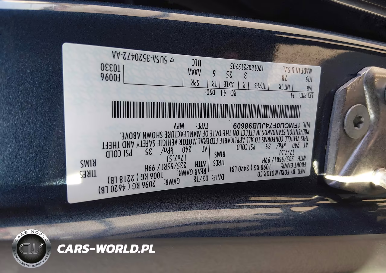 2018 Ford Escape S VIN:1FMCU0F74JUB98609 - 9