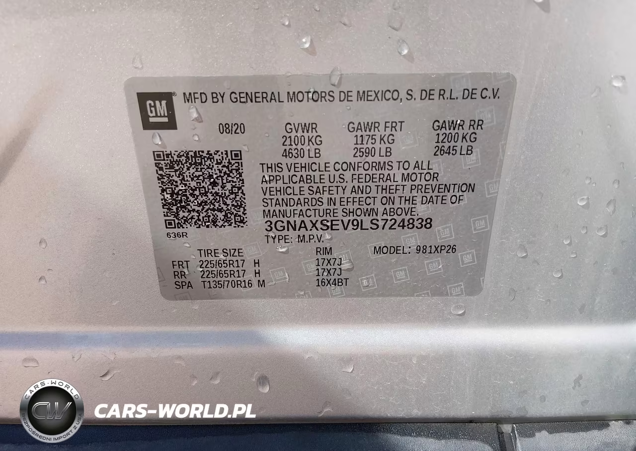 2020 Chevrolet Equinox Awd Ls VIN:3GNAXSEV9LS724838 - 9