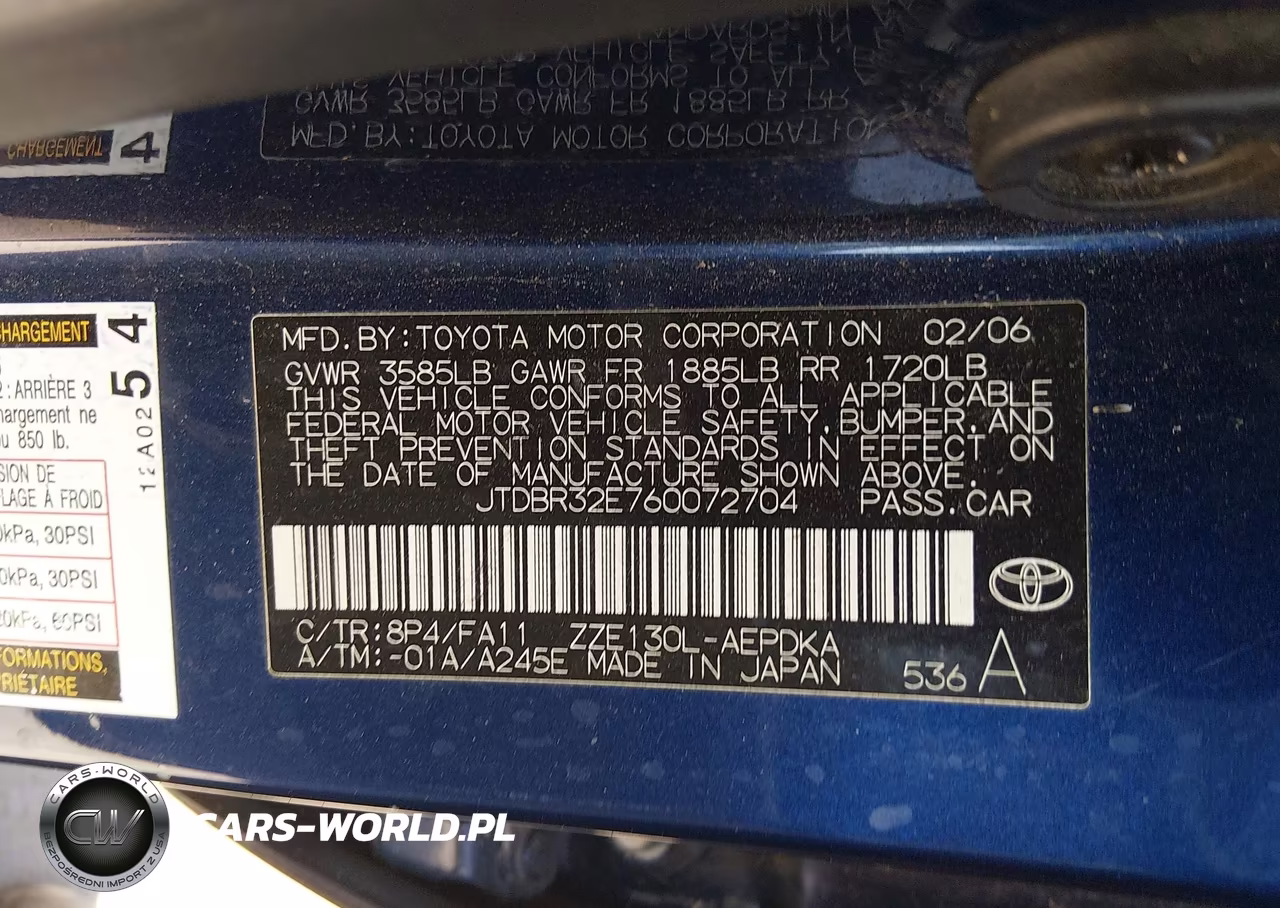 2006 Toyota Corolla Ce VIN:JTDBR32E760072704 - 9