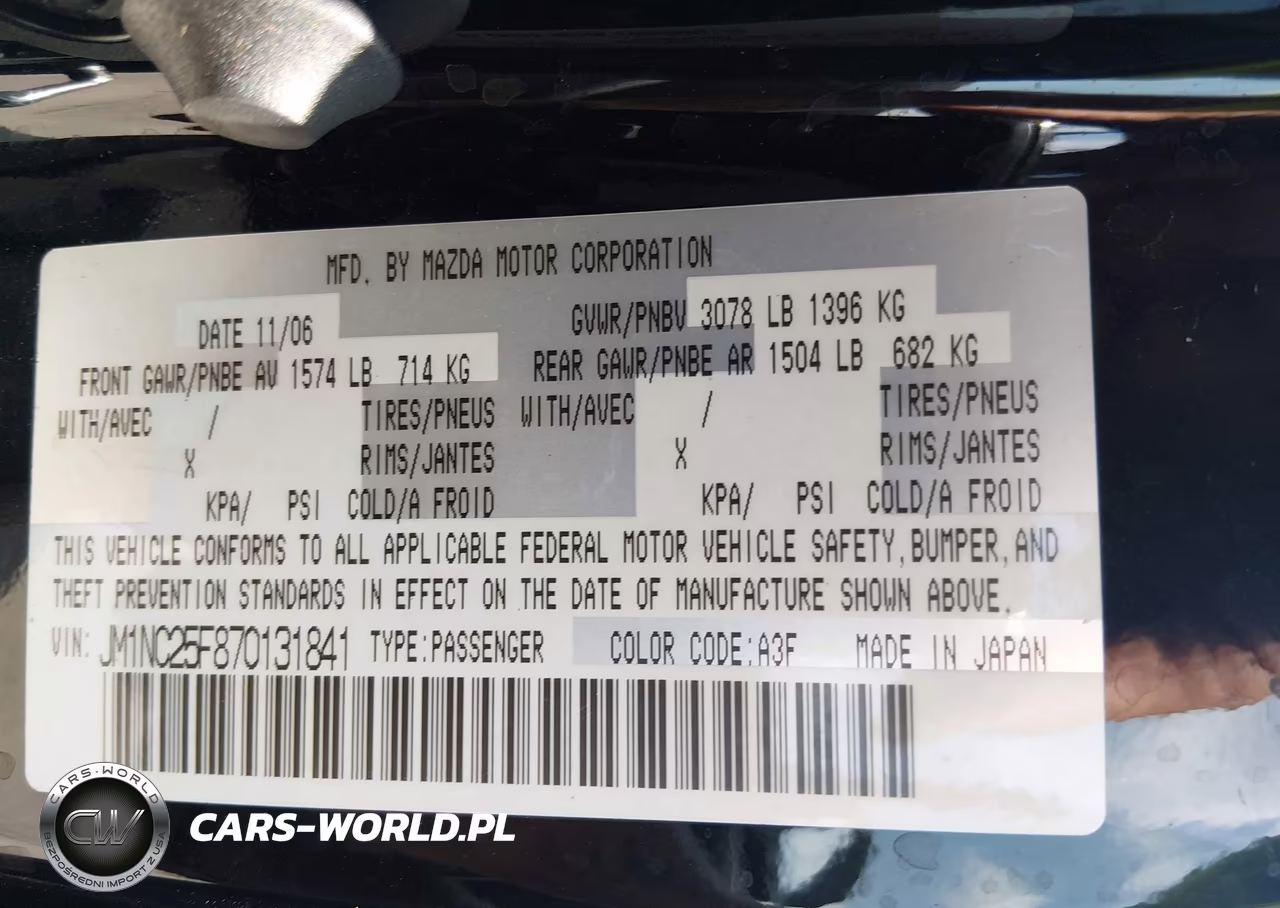 2007 Mazda Mx-5 Sport VIN:JM1NC25F870131841 - 9