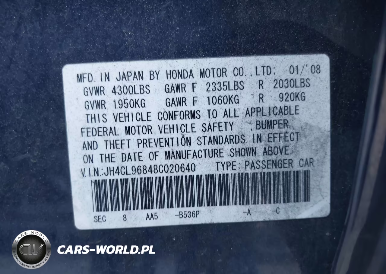 2008 Acura Tsx VIN:JH4CL96848C020640 - 9