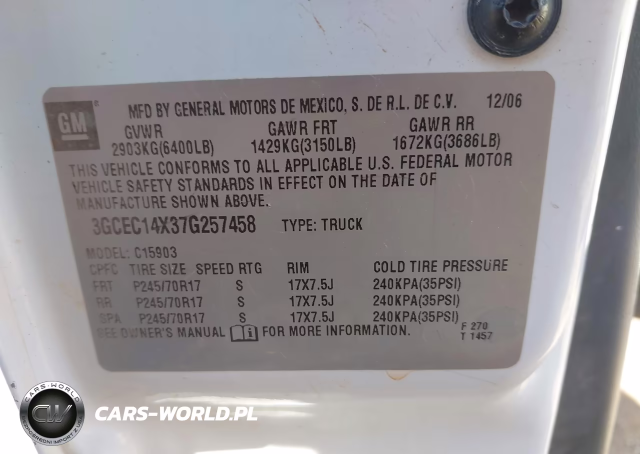 2007 Chevrolet Silverado 1500 Classic Work Truck VIN:3GCEC14X37G257458 - 9