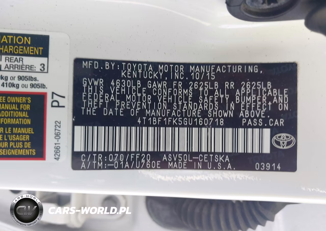2016 Toyota Camry Se VIN:4T1BF1FK5GU160718 - 9