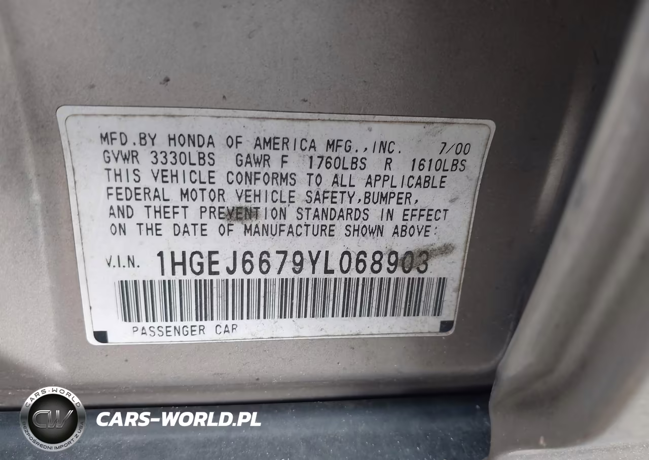 2000 Honda Civic Lx VIN:1HGEJ6679YL068903 - 9