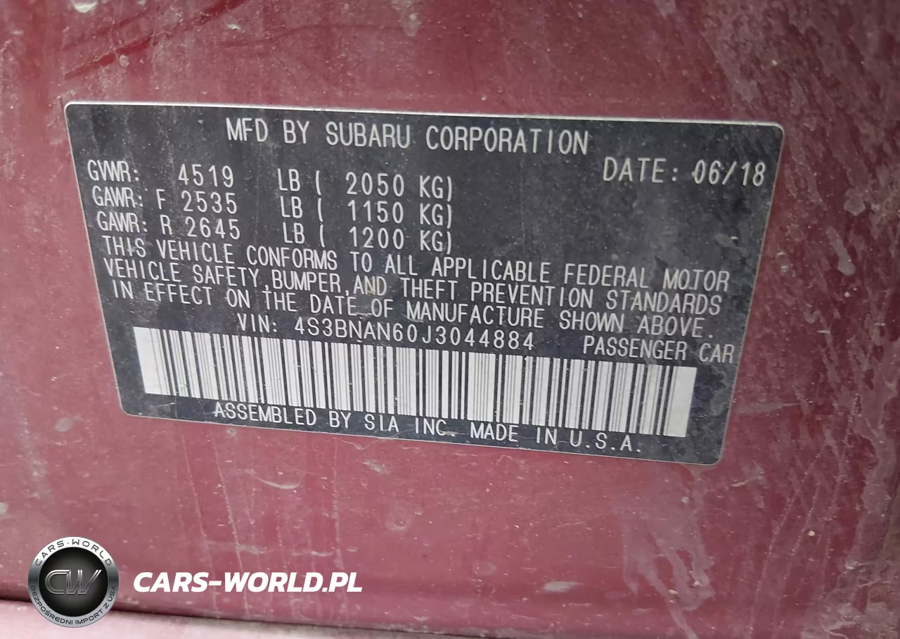 2018 Subaru Legacy 2.5I Limited VIN:4S3BNAN60J3044884 - 9