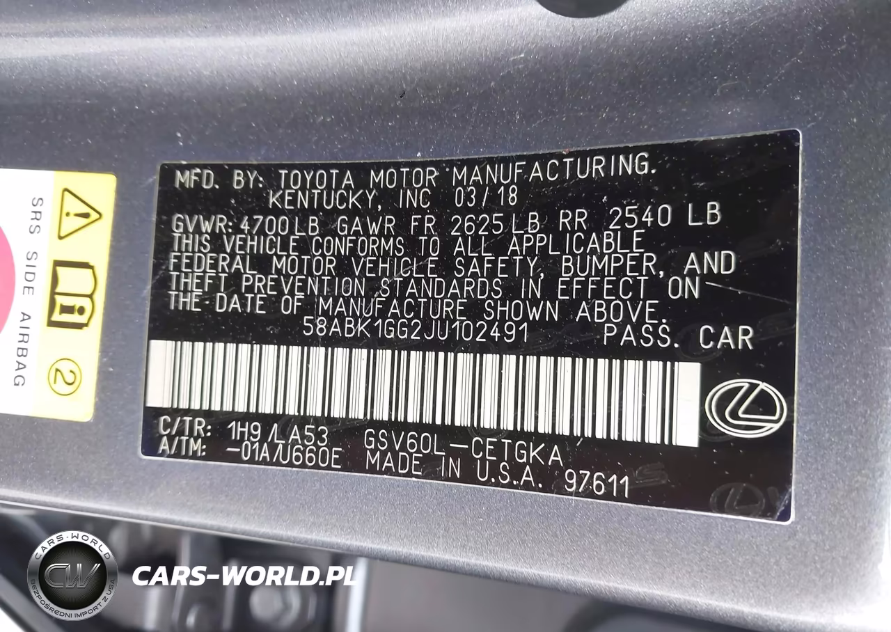 2018 Lexus Es 350 VIN:58ABK1GG2JU102491 - 9