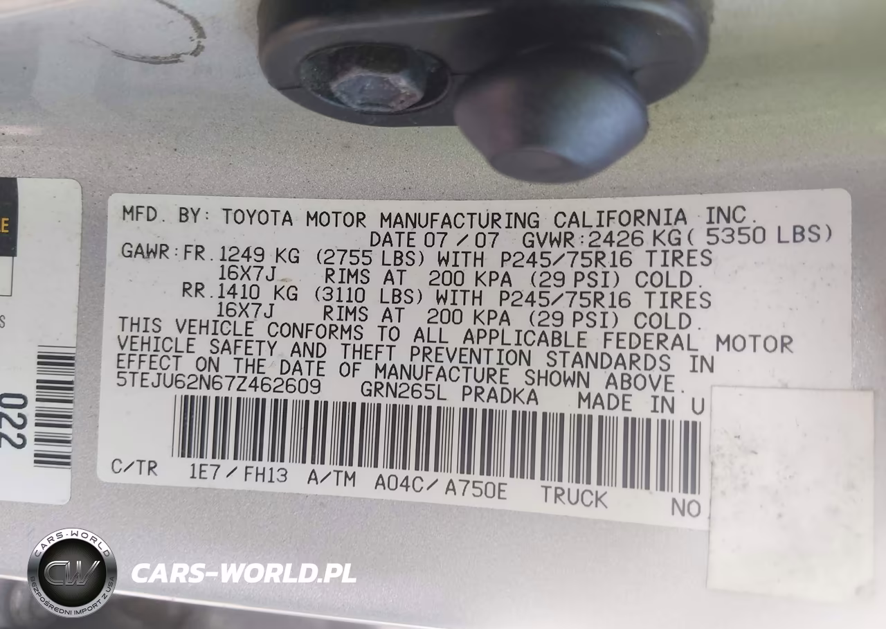 2007 Toyota Tacoma Prerunner V6 VIN:5TEJU62N67Z462609 - 9