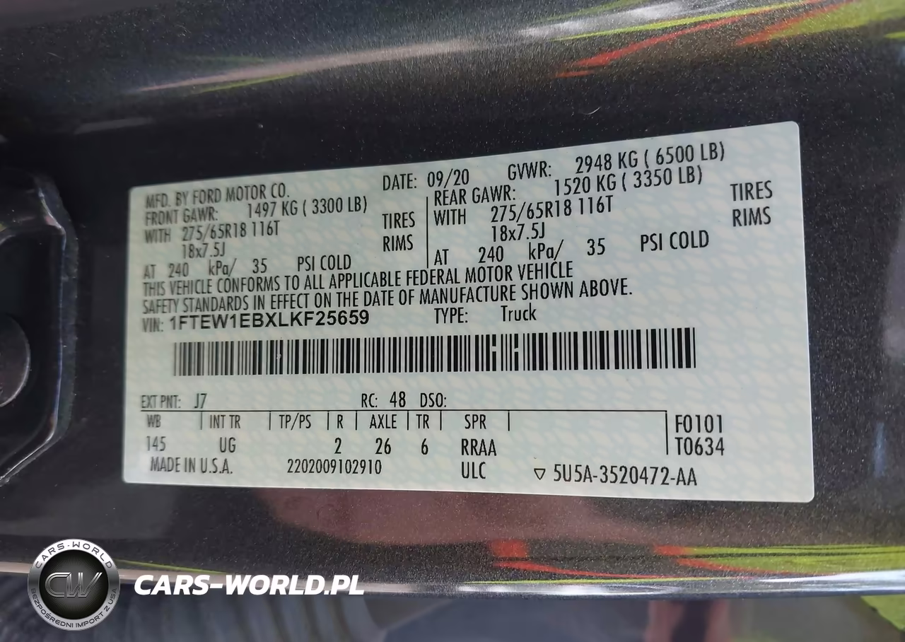 2020 Ford F-150 Xlt VIN:1FTEW1EBXLKF25659 - 9