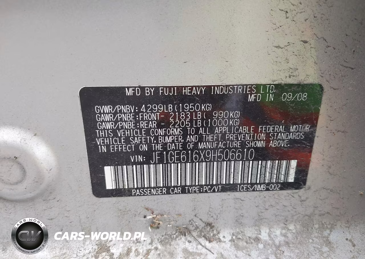 2009 Subaru Impreza 2.5I VIN:JF1GE616X9H506610 - 9
