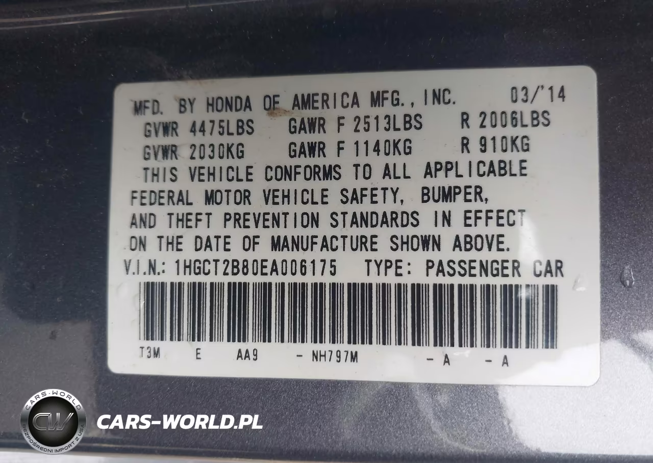 2014 Honda Accord Ex-L V-6 VIN:1HGCT2B80EA006175 - 9