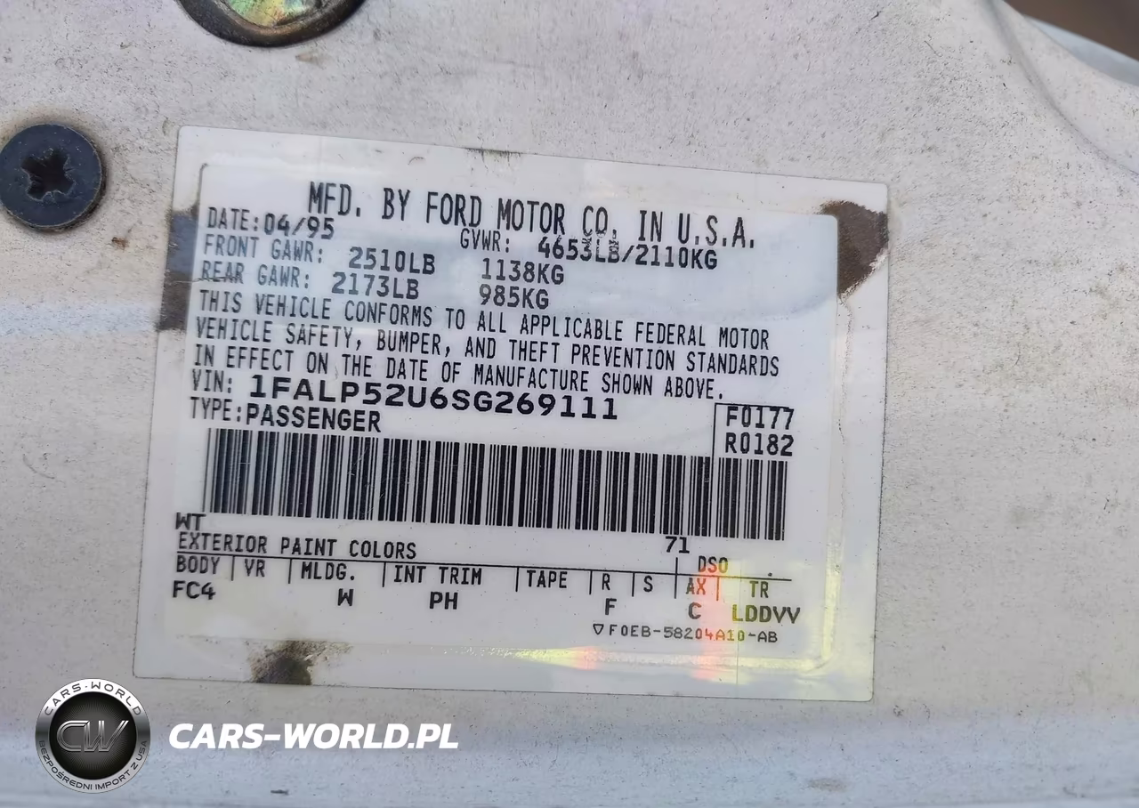 1995 Ford Taurus Gl-Se VIN:1FALP52U6SG269111 - 9