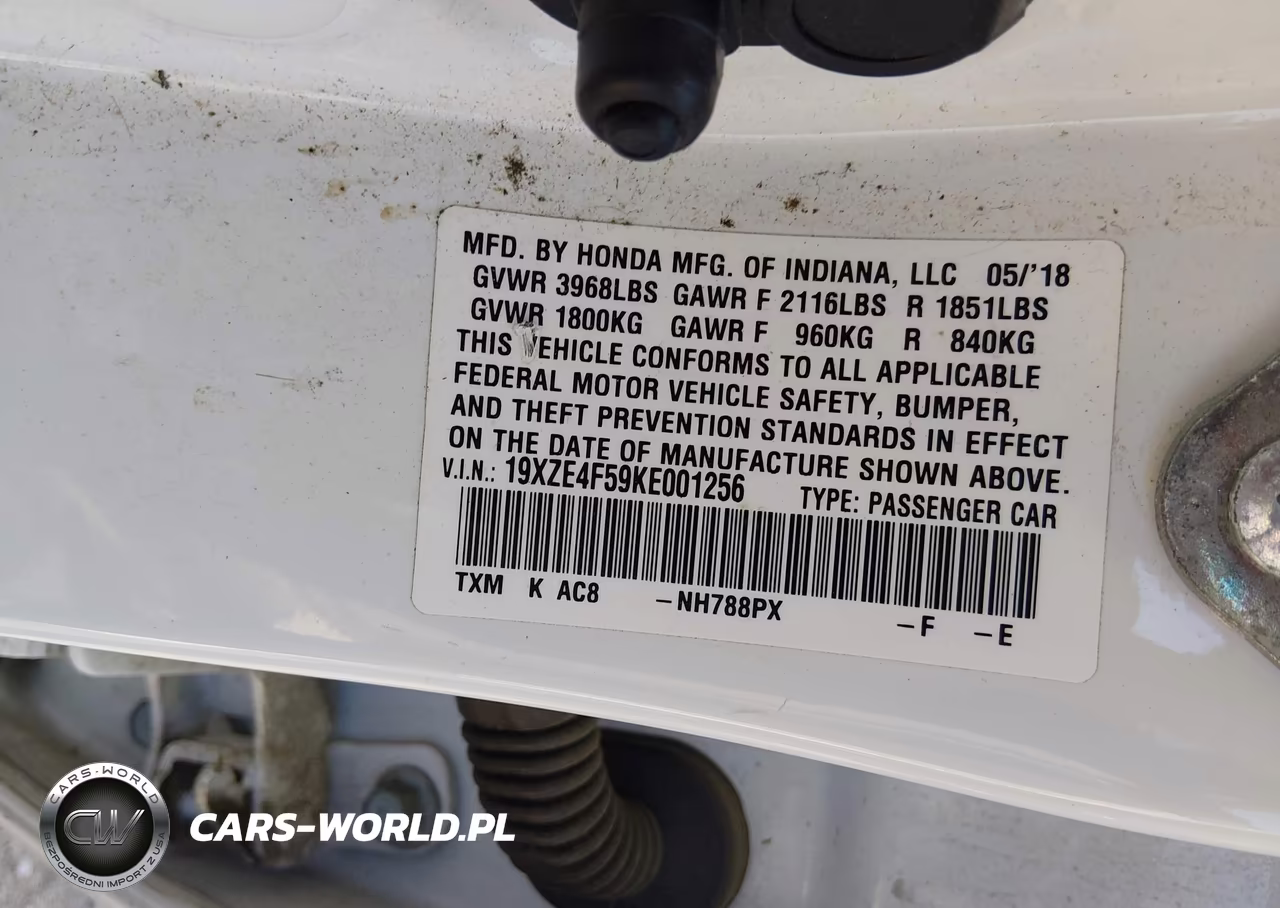 2019 Honda Insight Ex VIN:19XZE4F59KE001256 - 9