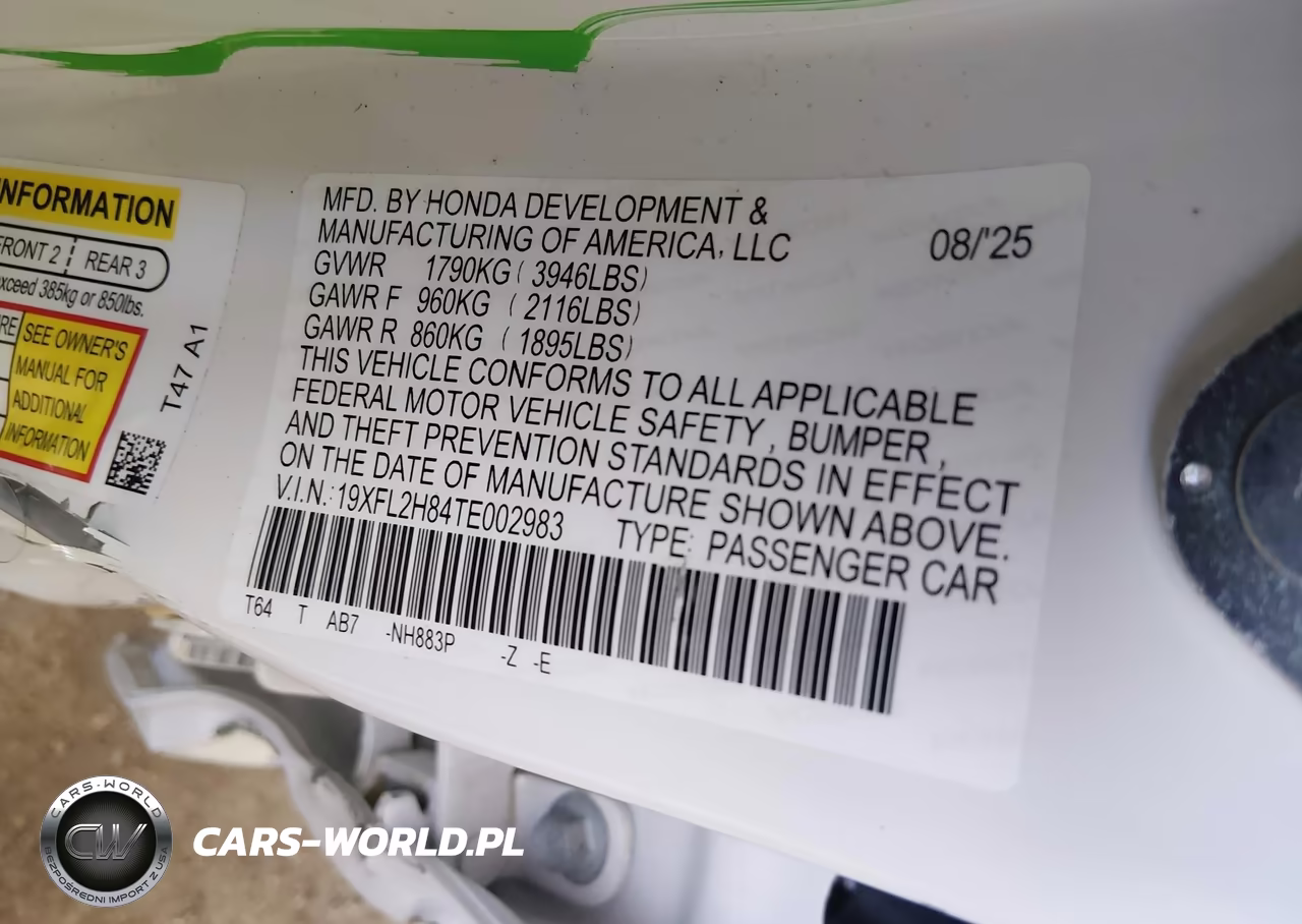 2026 Honda Civic Sport VIN:19XFL2H84TE002983 - 9