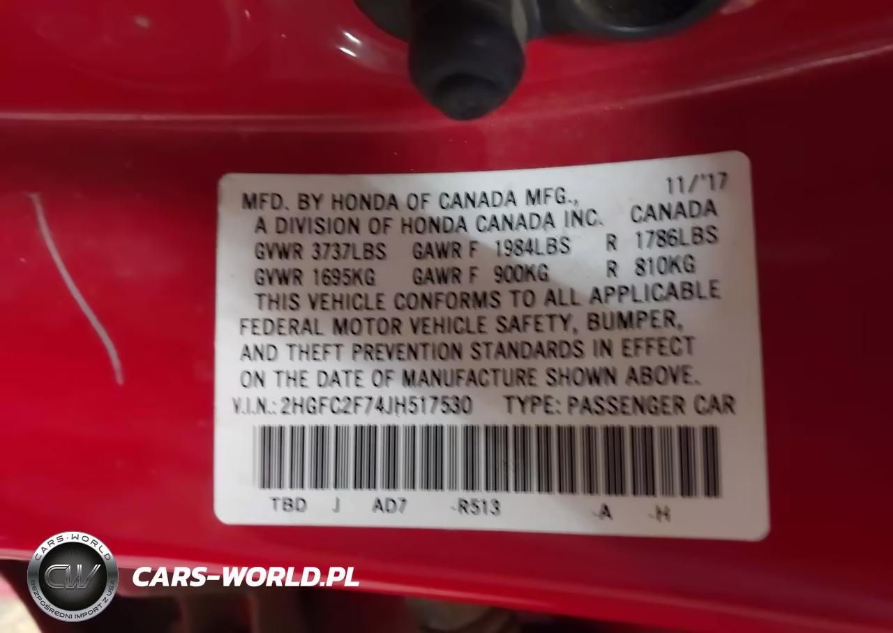 2018 Honda Civic Ex VIN:2HGFC2F74JH517530 - 9
