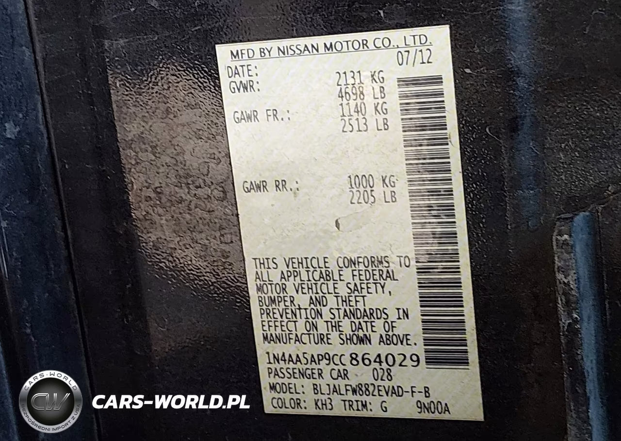 2012 Nissan Maxima 3.5 Sv VIN:1N4AA5AP9CC864029 - 9