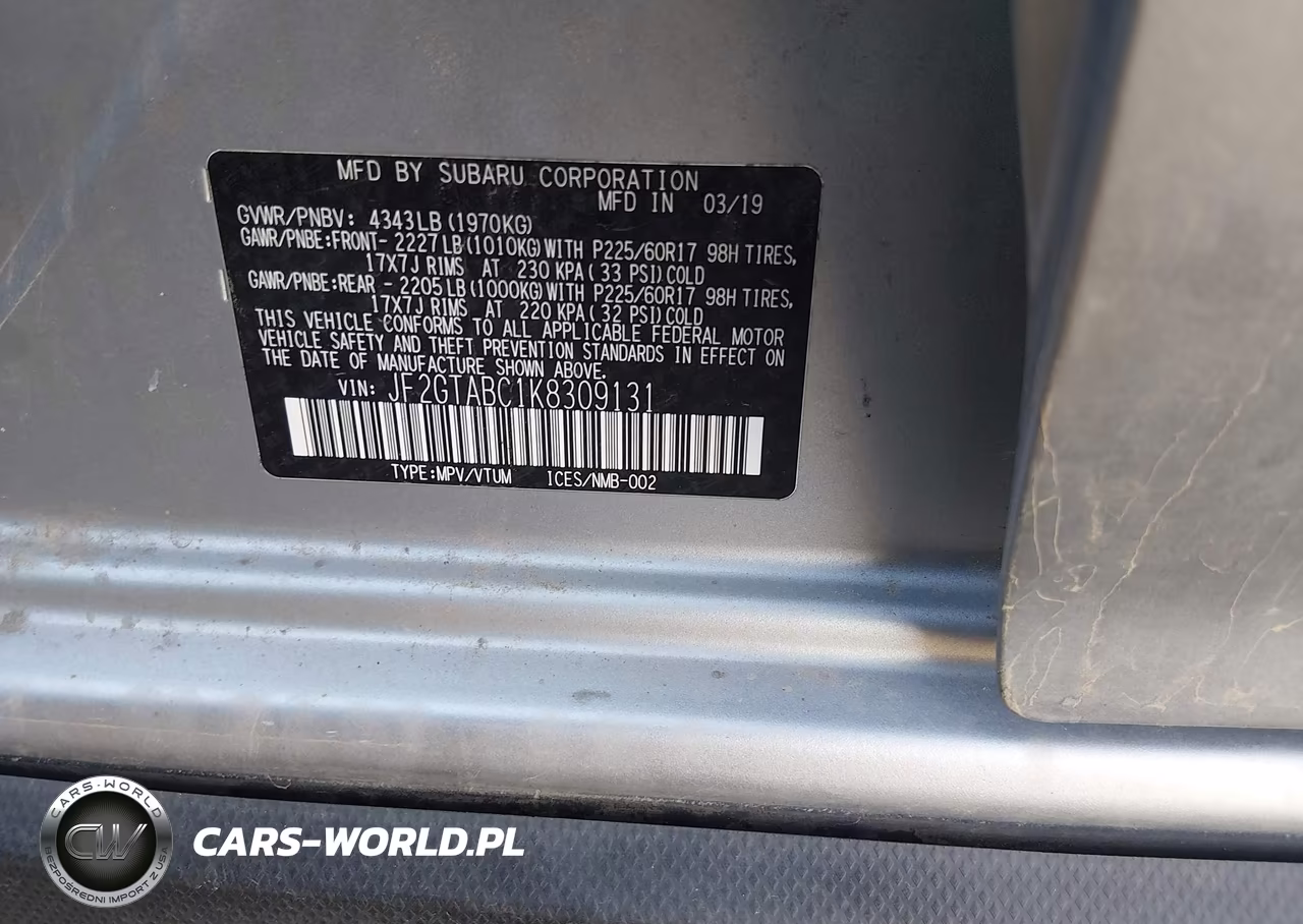 2019 Subaru Crosstrek 2.0I VIN:JF2GTABC1K8309131 - 9
