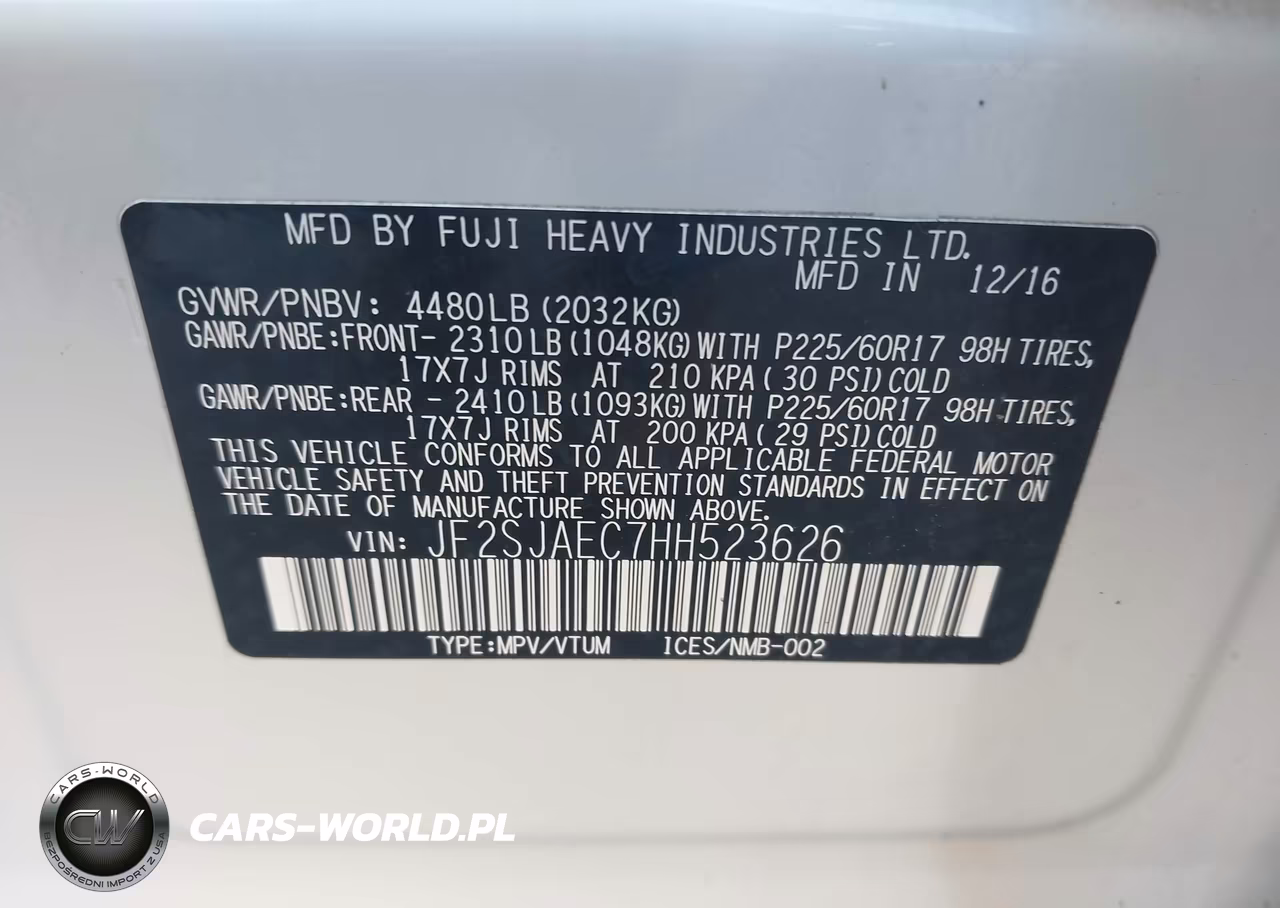 2017 Subaru Forester 2.5I Premium VIN:JF2SJAEC7HH523626 - 9